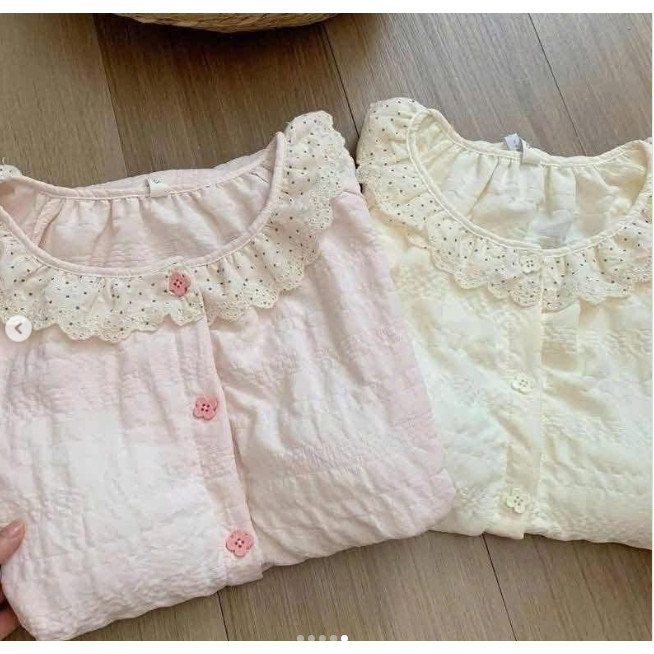 SET BỘ NGỦ  CỘC TAY CỔ BÈO KHUY HOA