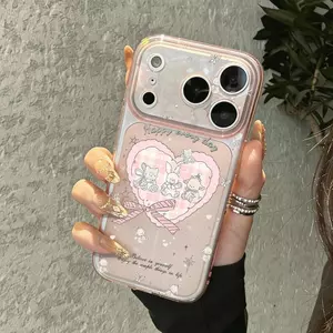 Ốp lưng mềm Thỏ Sọc Họa Tiết Cute Bảo Vệ Camera iPhone 17/16 Pro/15/14/13/12 Mẫu Hot