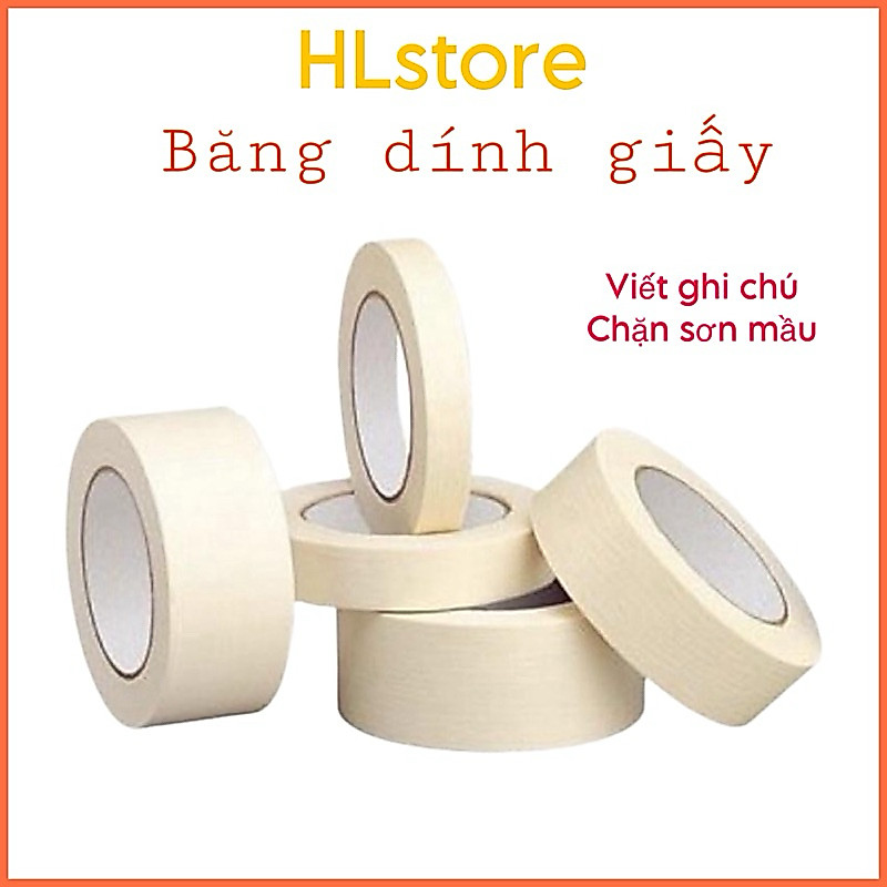 (HLstore) Bng Dính Giấy 5cm - 2cm - 1cm x 10m. Viết ghi chú,chặn sơn,màu vẽ.