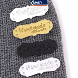 MAKY 50 Chiếc Da PU Thẻ Handmade Với Tình Yêu Nhãn May Thủ Công DIY Đan Thẻ VN