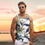 Mùa hè 3D Lá Nhiệt Đới Xe Tăng Top Dành Cho Nam Cây Dừa In Đồ Họa, Bông Tai Kẹp Dạo Phố Áo Vest Thoáng Mát