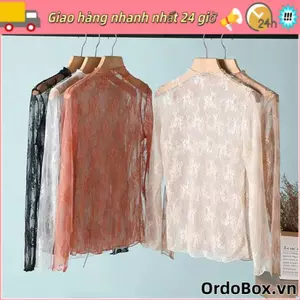 Áo thun ORDOBOX, áo dài tay màu đen xuyên thấu, lưới xuyên thấu dài tay