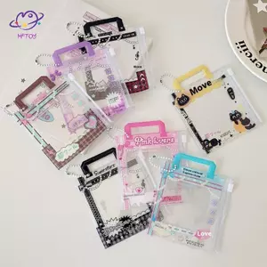 HFTOY INS Túi đựng kẹo Photocard Giá đỡ thẻ ảnh thần tượng 3 Inch Thẻ tay áo có dây buộc Huy hiệu Hộp bảo vệ Văn phòng phẩm ~