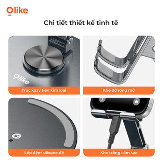 Olike HC9 Mini Giá Đỡ Điện Thoại Để Bàn Xoay 360 Độ Gấp Gọn Hợp Kim Nhôm Chống Trượt Kệ Đỡ iPhone iPad Livestream Học Tập