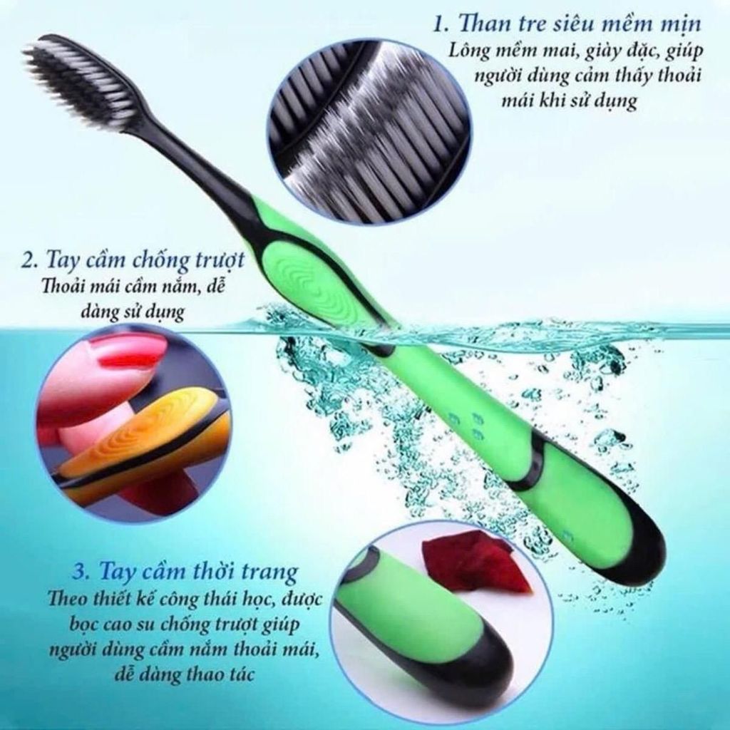COMBO 10-20-30 Bàn Chải Đánh Răng Than Tre  Bàn Chải Đánh Răng  Thiết Kế Chắc Chắn Độ Bền Cao Lông Mềm Dễ Dàng Làm Sạch