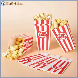 XOITU 12 Cái Sọc Bắp Rang Hộp Giấy Buets Đỏ Trắng Sọc Túi Hộp Đựng Ốc Sna Cho Bé Tắm Sinh Nhật Dự Tiệc Tiếp Liệu VN