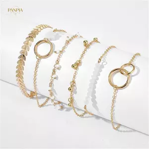PNPIA- Sel Vòng Tay Nữ Hình Học Lá Hạt Lớp Dây Chuyền Vòng Tay