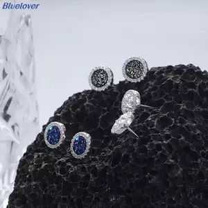 Bluelover Đá Zircon Vỡ Bông Tai Dành Cho Nam Bé Trai Thép Titan Tròn Bông Tai Nhỏ Tối Giản Trang Sức Quà Tặng Mới