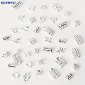 Bluelover 40 Cái / bộ Vintage Vàng Bạc Rỗng Tóc Nhẫn Sắt Tóc Vòng Buộc Tóc Vòng Trang Trí Phụ Kiện Tóc Lo Tóc Trang Sức Tóc Cho Bím Tóc Mới