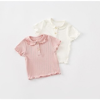 𝐀𝐩𝐫𝐢𝐥 𝐛𝐞́𝐛𝐞́ - MBang Áo thun bé gái dáng polo Chất Cotton Gân Co Giãn nhiều màu mùa hè dễ thương