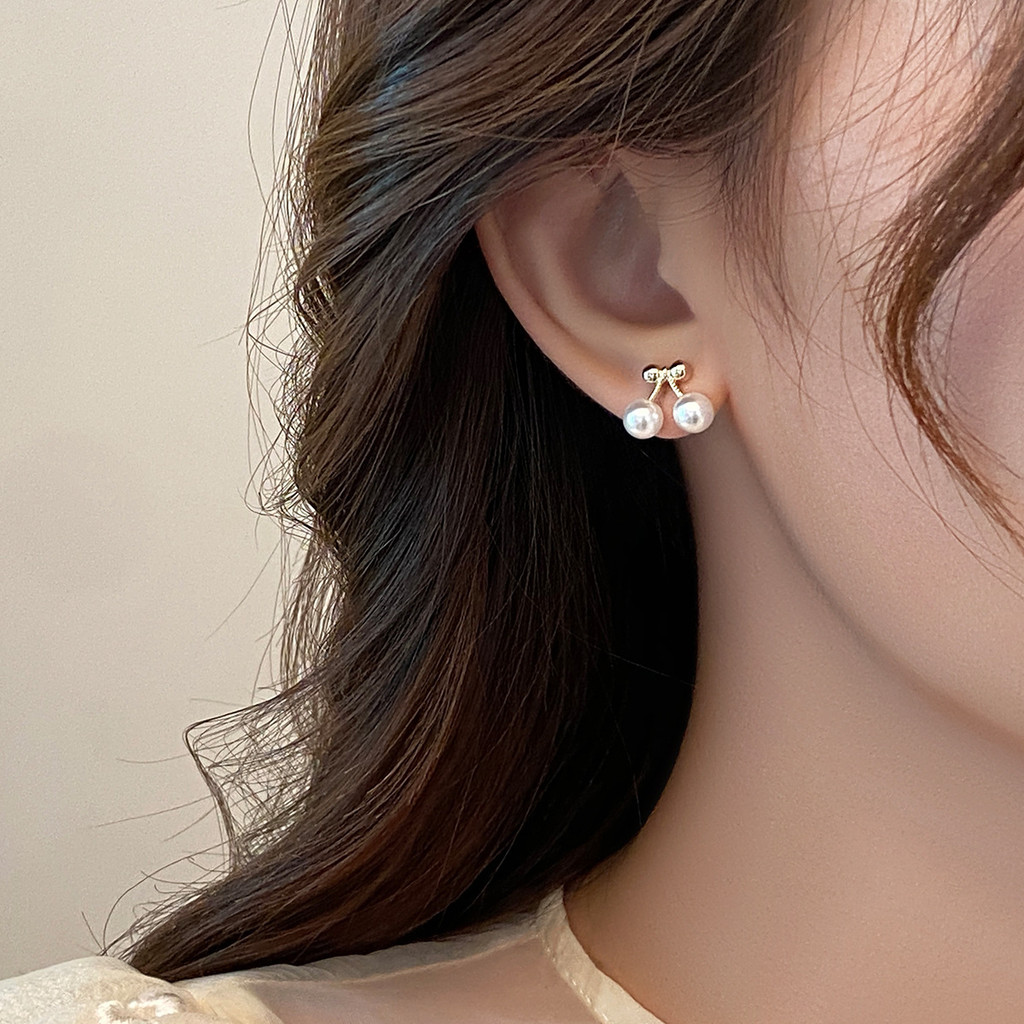Bông tai bạc anh đào nhỏ thời trang phong cách Hàn Quốc