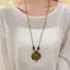 PNPIA- Retro Lá Gỗ Cú Dài Áo Len Dây Xích Dân Tộc Tròn Nelace Nữ Clo Mặt Dây Chuyền Nữ Trang Sức Ne Phụ Kiện Quà Tặng Cổ Áo