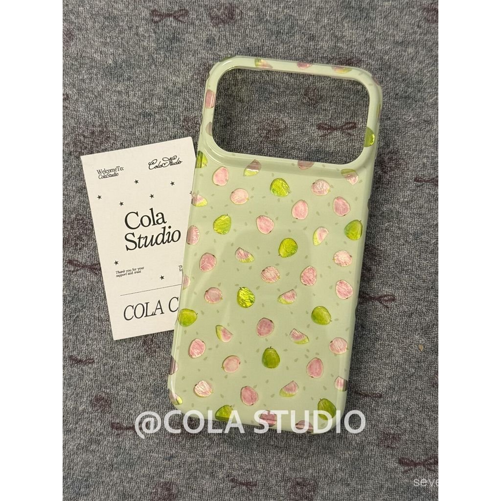 Ốp Điện Thoại Thích Hợp Cho iPhone XS XR 11 12mini 13 14 15 16 17 Pro max Plus Air Polka Dot Light Green Pink Guava Vỏ Bảo Vệ Chống Sốc Bao Gồm Tất Cả 1EKG