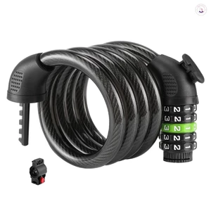 Khóa xe đạp kết hợp 5 chữ số Cáp thép hạng nặng Khóa xe đạp leo núi chống trộm có giá đỡ