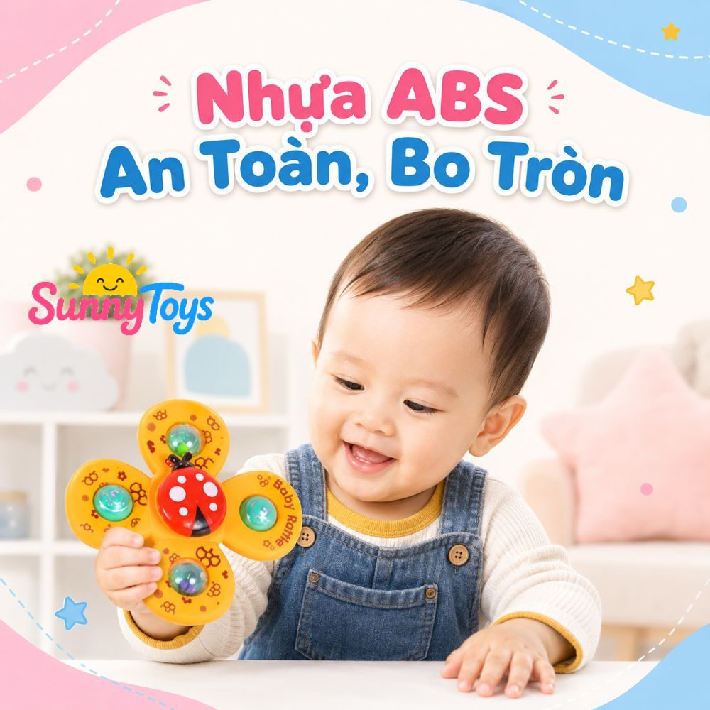 Bộ Con Quay Hít Dính Hình Côn Trùng SunnyToys - Xoay Vui Nhộn Kèm Lục Lạc Cho Bé