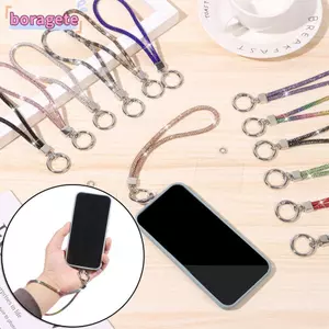 BORAGETE Dây buộc điện thoại kim cương giả Móc khóa sáng Dây đeo cổ tay thời trang