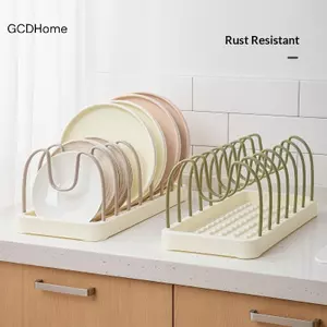 GCDHome Bộ đồ ăn có thể điều chỉnh đa chức năng Giá đỡ lưu trữ tấm Ra cho không gian nhà bếp có tổ chức HOT