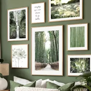 Phong cảnh thiên nhiên bồ công anh rừng tre thác nước Poster Không khung Tranh Canvas Trang trí tường