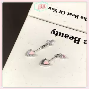 JRP 1 Chiếc Tai Mèo Hình Flash Zircon Trái Tim Chữ Thập Mặt Dây Chuyền Xương Tai Móng Tay Bông Tai Cho Nữ Hợp Thời Trang Cơ Thể Xuyên Phụ Kiện JRP