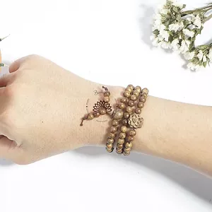Vòng Tay 108 Hạt Trầm Hương Tốc Việt Mix charm Hoa Sen-Tràng Hạt -Vòng Tay Phong Thủy- 6 7 8 mm
