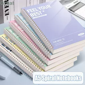 GREAT 60 Tờ / Sách Sổ Tay Xoắn Ốc, Trang Đục Lỗ Màu Notepad, Dày A5 Đường Ngang Trang Bên Trong Tài Khoản Tay Sách Trường Văn Phòng