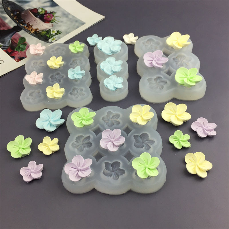Năm Cánh Hoa Khuôn Silicon Fondant Bánh Hoa Nhựa Món Tráng Miệng Trang Trí Khuôn Socola DIY Khuôn Nướng Bánh