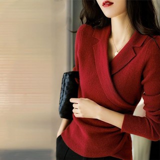 Áo len dài tay phong cách Hàn Quốc, ôm body, phù hợp cổ áo - Xu hướng thời trang Pháp