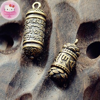 Moonlights Đồng thau nguyên chất Sáu ký tự Mantra Heart Sutra Mặt dây chuyền ngôn ngữ Phật giáo Móc khóa EN