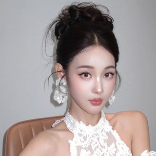 Đôi bông tai và mạng che mặt đám cưới phong cách rừng, thiết kế cổ điển cao cấp