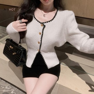 Áo len dệt kim mỏng cổ vuông thời trang Pháp, cỡ lớn