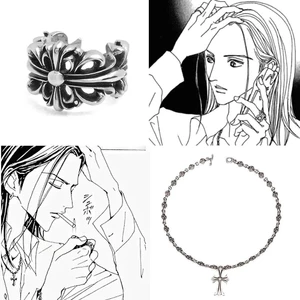 NANA Ichinose Takumi Cos Mặt Dây Chuyền Vòng Cổ Đôi Hoa Nhẫn Trang Sức