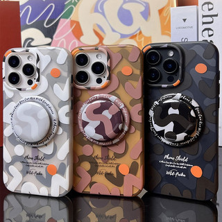Ngụy trang cá tính chữ graffiti vỏ điện thoại từ tính mạnh cho iPhone 16 15 14 13 Pro Max
