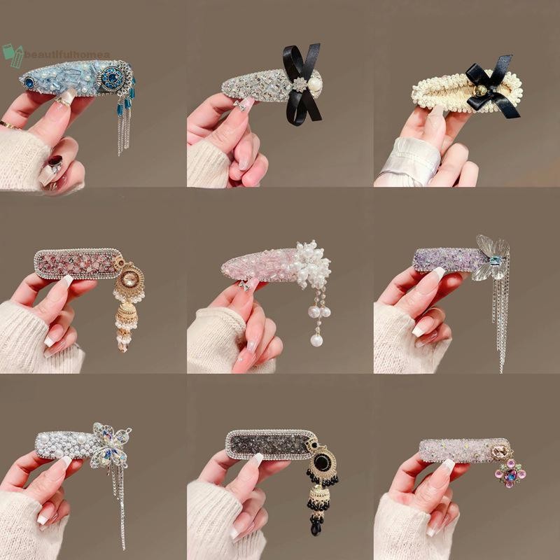 BeautifulHomeA Cổ Điển Tím sel Pha Lê Thanh Lịch Phong Cách Dân Tộc Tóc Vòng Mũ Đội Đầu Retro Phong Cách Trung Hoa Kẹp Bên Đảng VN