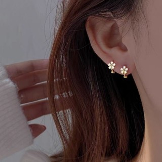 Bông tai nhẫn hoa cúc vàng 18K dành cho nữ - Không gây dị ứng