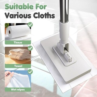 Cây lau nhà rảnh tay FANGHUI, kẹp 3 cây lau bụi bằng vải tái sử dụng, 360° Đầu xoay Cây lau nhà không rửa Loại bỏ bụi