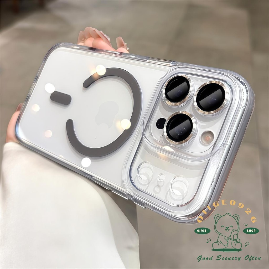 【 Ốp lưng iPhone17 】 Vỏ điện thoại từ tính pha lê băng ống kính in CD iphone17 Pro Max 16 15 14 13 cho vỏ iPhone Vỏ mềm silicon TPU chống sốc