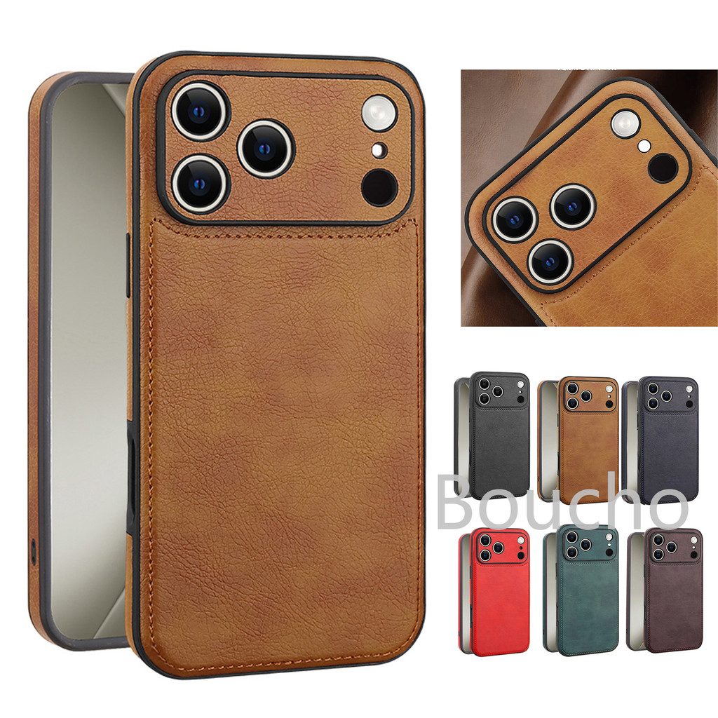 Ốp Lưng Cho iPhone Air 17 Pro Max Ốp Điện Thoại Chống Sốc Cho iPhone 14 15 16 Plus Pro Max 16E 16Promax 17Pro Luxury Slim Fit Premium Leather Back Cover
