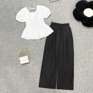 SET Bộ Bigsize Nữ Áo Babydoll Vạt Xòe Dễ Thương Kèm Quần Suông Mặc Đi Chơi Đi Làm A304-Q558