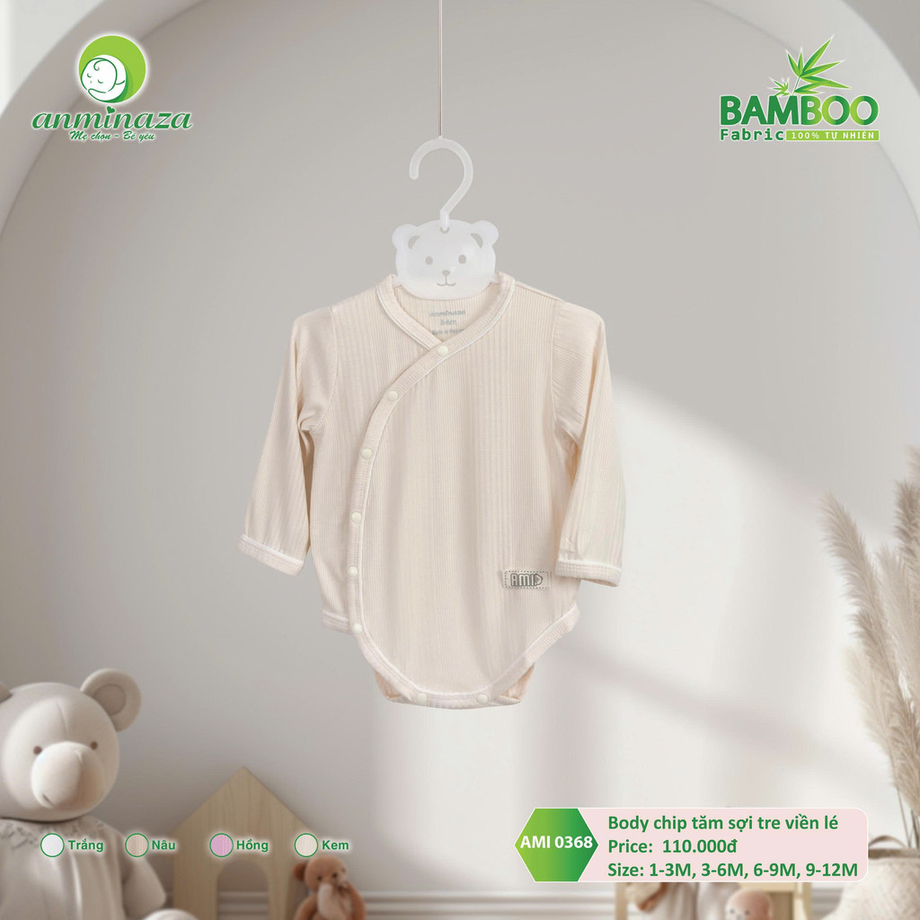 Body Chip Sợi Tre Anminaza Viền Lé Vải Tăm Sợi Tre Thoáng Mát Thấm Hút Tốt - Hàng Chính Hãng AMI0368