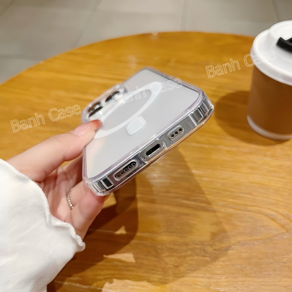 Ốp Sạc Không Dây Từ Tính Ốp lưng iPhone17 16 15 14 13 12 11 Pro Max 7 8 Plus XR XS Max Vỏ Cứng Chống Sốc Trong Suố | BigBuy360 - bigbuy360.vn