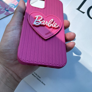 Da Trái Tim 3D Barbie Thời Trang Họa Tiết Dệt Magenta Bảo Vệ Toàn Diện Ốp Điện Thoại Chống Sốc Cho iPhone 17 17 17Air 16 15 14 13 12 11 ProMax Plus XsMax XR X Xs SE2020 7 8 Ốp Lưng