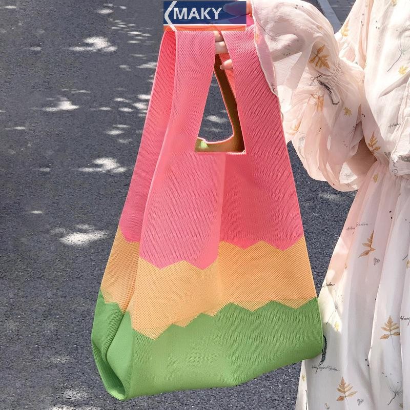 Onetimingcool Thời Trang Handmade Đan Túi Xách Nữ Thắt Lưng Cổ Tay Hàn Quốc Túi Tote Thường Ngày Có Thể Tái Sử Dụng Túi Mua Sắm VN