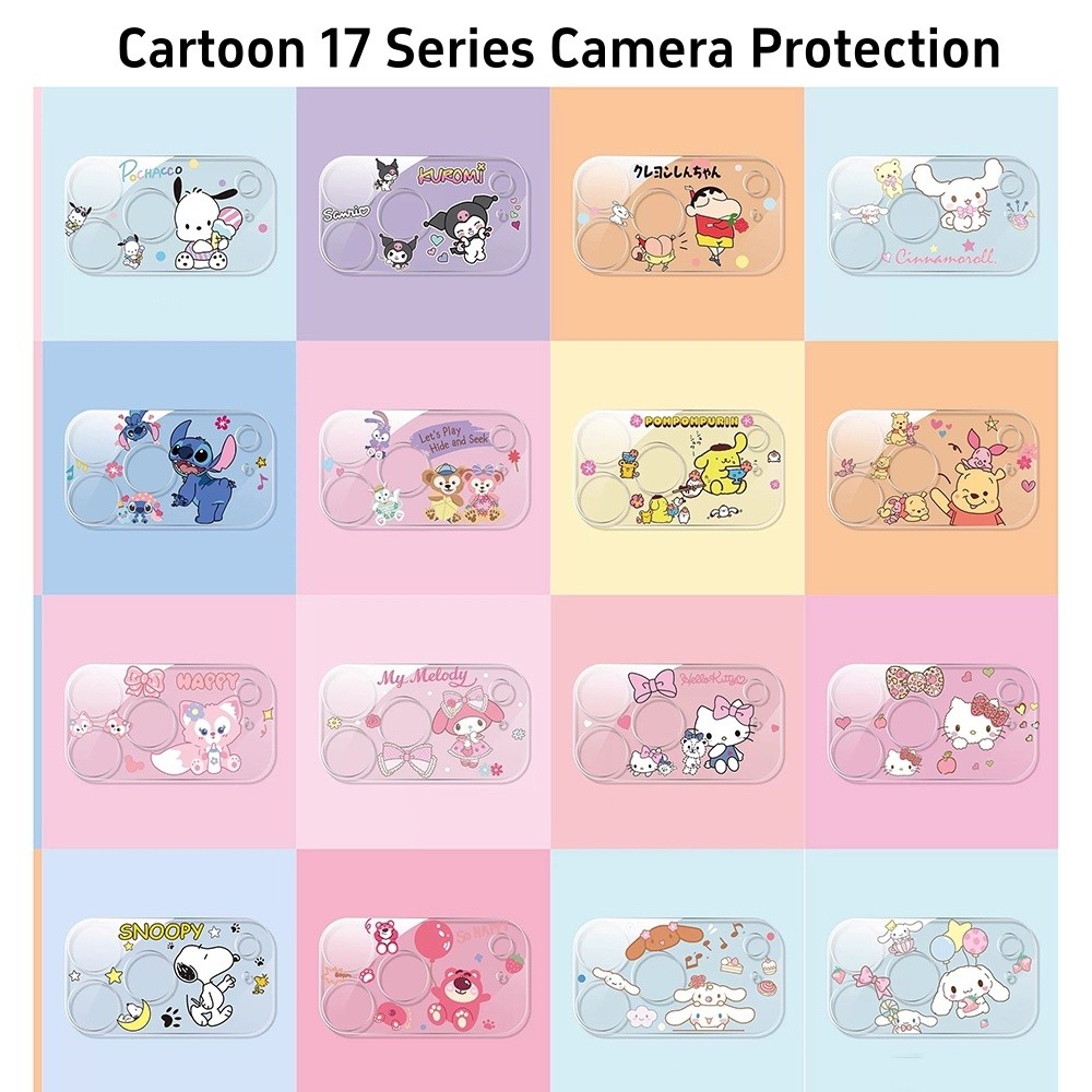 Phim Hoạt Hình Sanr Cat Điện Thoại Ống Kính Máy Ảnh Bảo Vệ Điện Thoại 17 Pro Max 17 Air Camera Kính Cường Lực Trong Suốt