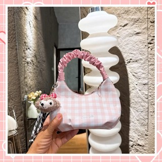 Túi xách túi đeo chéo nữ quai nhúm kẻ ô kèm charm gấu dây chuông thời trang xinh xắn cho nàng K314