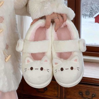XIXITIAO Mary Jane Giày Cotton Thời Trang Nữ Mùa Đông Ấm Áp Mèo Con