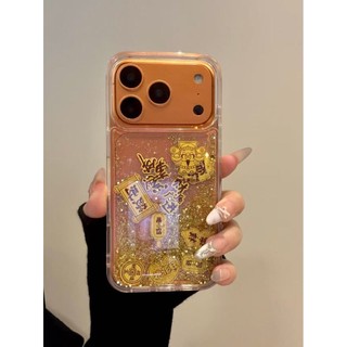 Phong Cách Trung Hoa Thần Của Sự Giàu Có Kim Sa Lấp Lánh Vàng Làm Giàu Trong Suốt Ốp Lưng Điện Thoại iPhone 17Promax 17Pro 12 13 14 15 16 Pro Max 11 Nam Nữ Điện Thoại Di Động