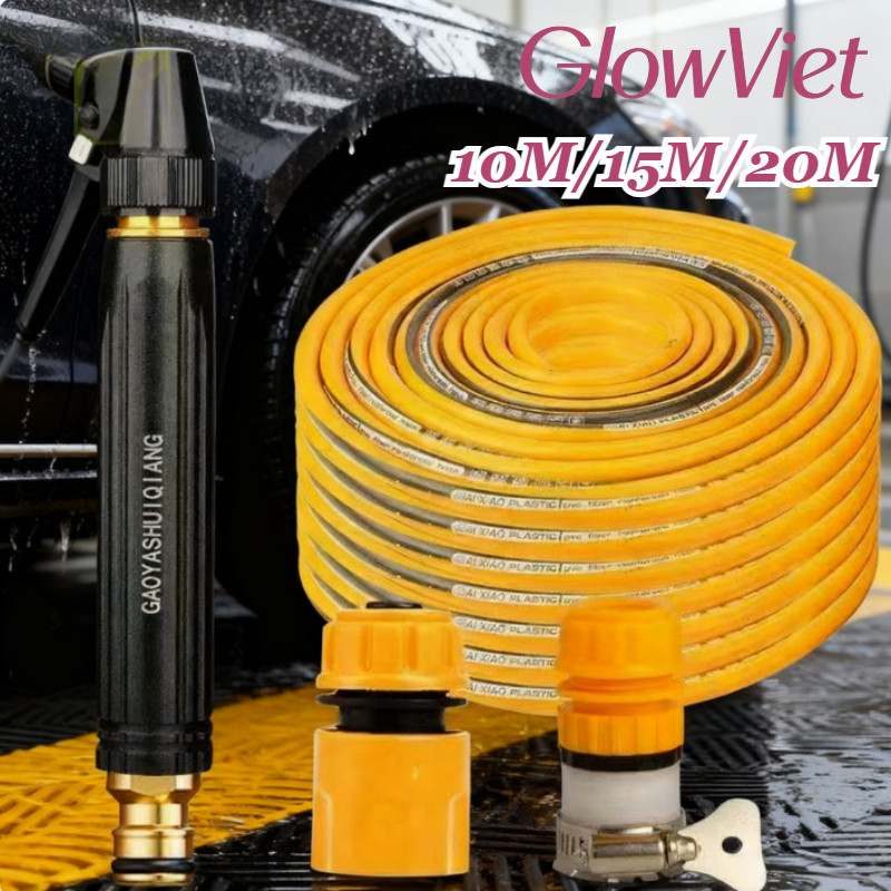 Vòi Xịt Tăng Áp 10m/15m/20m - 3 Chế Độ Phun, Lực Nước Mạnh, Khớp Chống Rò, Chuyên Rửa Xe & Tưới Cây