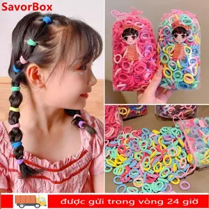 SAVORBOX 100 Bộ Băng Đô Trẻ Em, Băng Đô Quấn Tóc Co Giãn Cao Hàn Quốc Màu Nâu Đen, Thời Trang Dễ Thương MIni Ngón Tay Buộc Tóc Đuôi Ngựa Giá Đỡ Tóc Nhẫn Nữ Phụ Kiện Tóc
