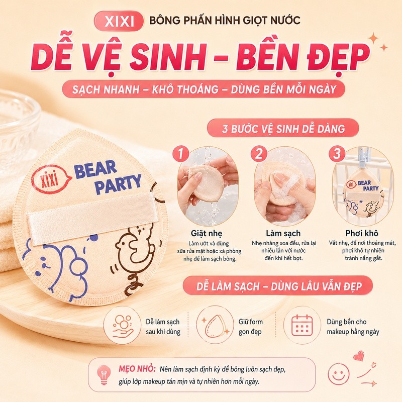 XIXI GJ69 Bông Phấn Macaron, Mút Trang Điểm Mềm Mịn, Tán Kem Nền Dùng Khô & Ướt, Lớp Nền Tự Nhiên
