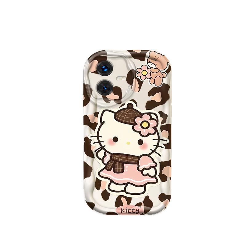 Vỏ Silicon Hoạt Hình Cho VIVO Y22 Y22S 4G 3D Vỏ Điện Thoại Mềm TPU Da Báo In Hình Kitty Ốp Lưng Chống Sốc